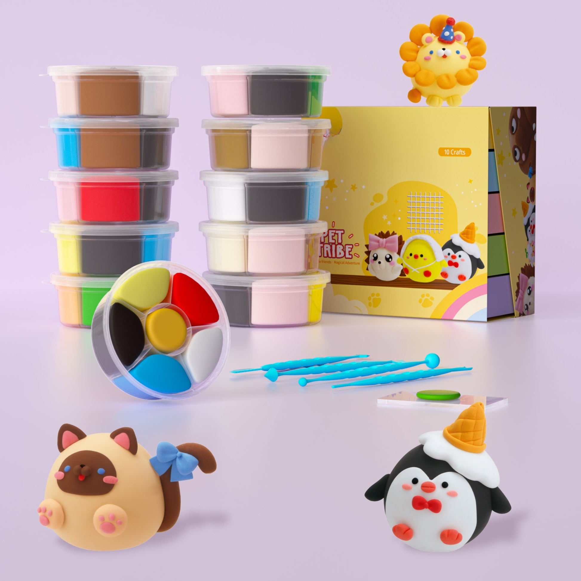 Multiple bright air dry clay colors per box for mixing and creative crafting, DIY clay craft kit for kids that encourages color recognition and creativity, non toxic modeling clay for screen free art activities and imaginative projects
