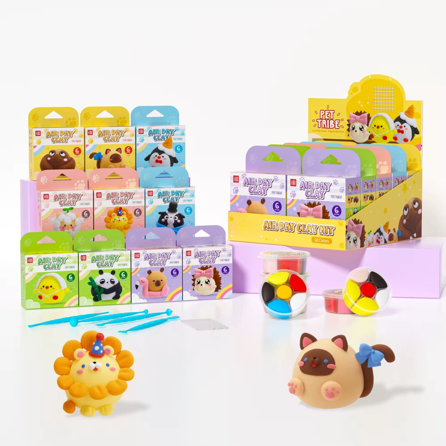 Multiple bright air dry clay colors per box for mixing and creative crafting, DIY clay craft kit for kids that encourages color recognition and creativity, non toxic modeling clay for screen free art activities and imaginative projects